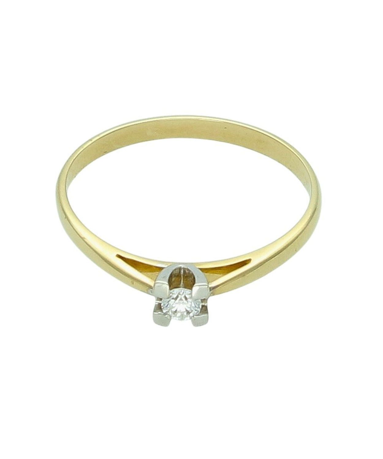 Złoty pierścionek zaręczynowy 585 z brylantem 0,10 ct, rozmiar 17.jpg